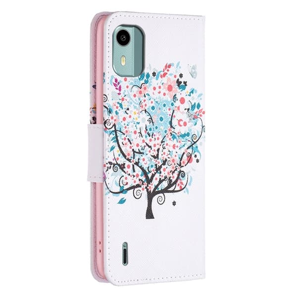 Wonderland Nokia C12 Plus / C12 / C12 Pro Flippetui - Blomst Tre Pink
