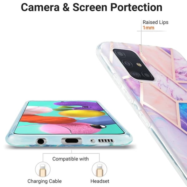 Marble design Samsung Galaxy A51 kotelot - Vaaleanvioletti Purple