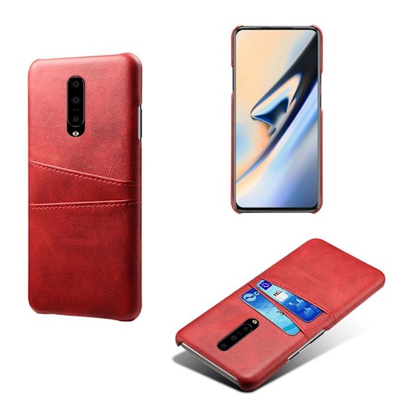 OnePlus 7 Pro kaksinkertainen korttipaikka nahkakotelo - Punainen Red