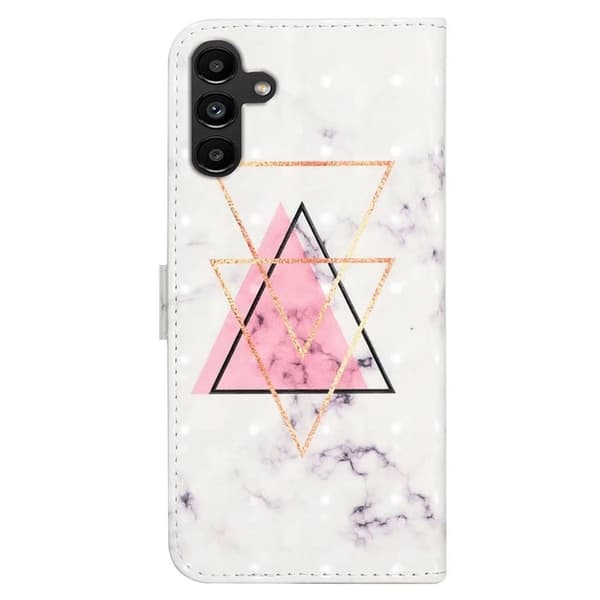 Samsung Galaxy S24 FE Case 3D Pattern Printed Leather Phone Cover Kortholder - Trekantet Kugle Pink