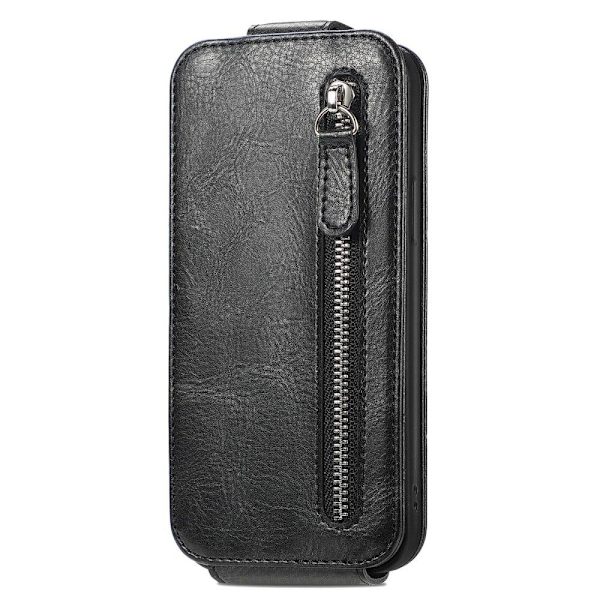 Vertical Flip Phone Etui med Zipper til OnePlus 10T / Ace Pro - Sort Black