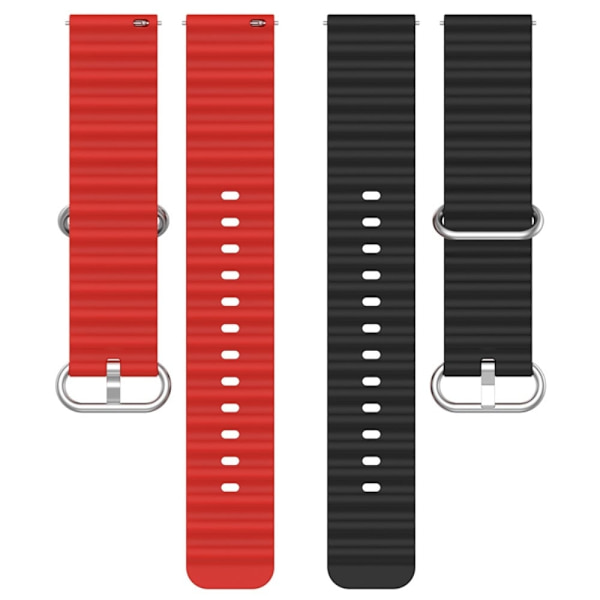 22 mm universal tofarvet silikone-urrem - Sort / Rød Red