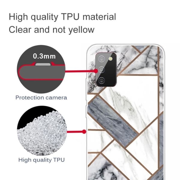 Marmormotiv Samsung Galaxy A03s skal - Grå / Vit Marmorplatta multifärg