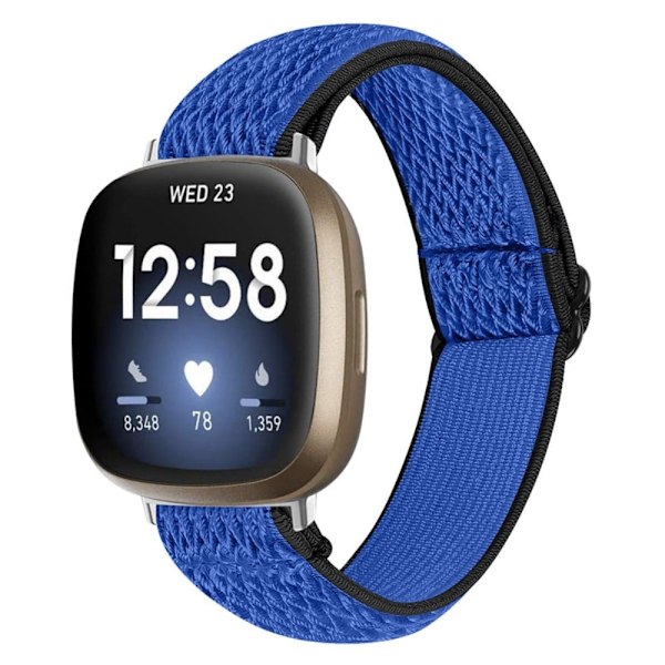Fitbit Sense / Versa 3 elastiskt klockarmband med justerbart spänne - Mörkblå Blå
