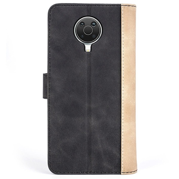 To Farvet Læder Flip Case til Nokia G20 - Sort Black