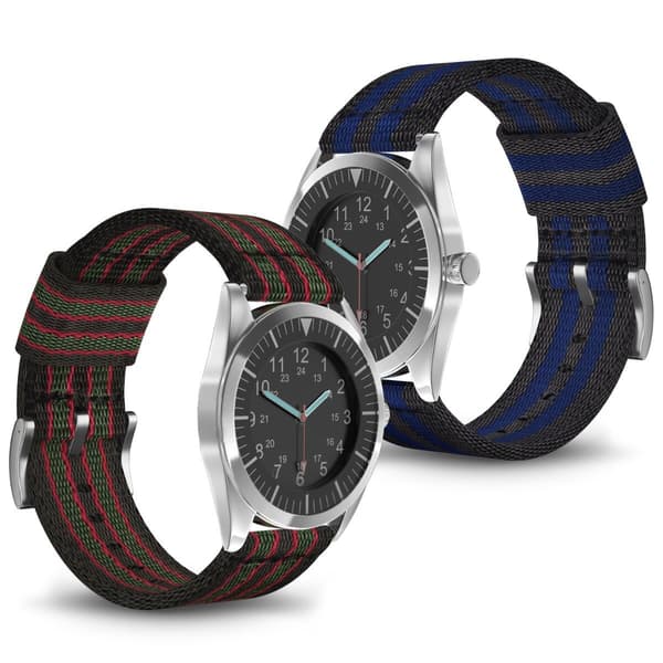 22 mm Bofink® luksuriøs klokkerem i nylon - Blå Striper Blue