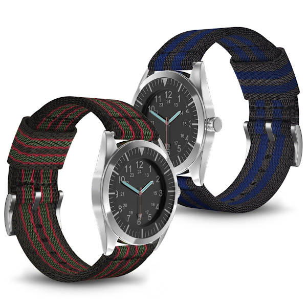 22mm Bofink® luksus nylon urrem - Blå Striber Blue