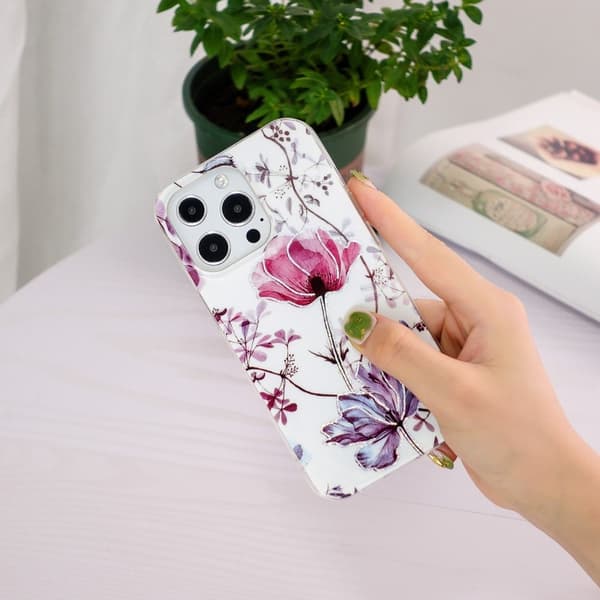Marble iPhone 15 Pro Max Suojakotelo - Electroplated Lotus Purple