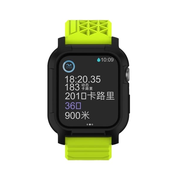 Apple Watch Series 5 44 mm holdbar silikoneurrem - Grøn / Sort Green