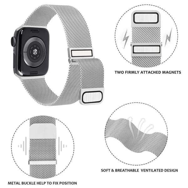 Apple Watch Series 41mm - 40mm - 38mm Universal klockarmband i rostfritt stål - Silver Silvergrå