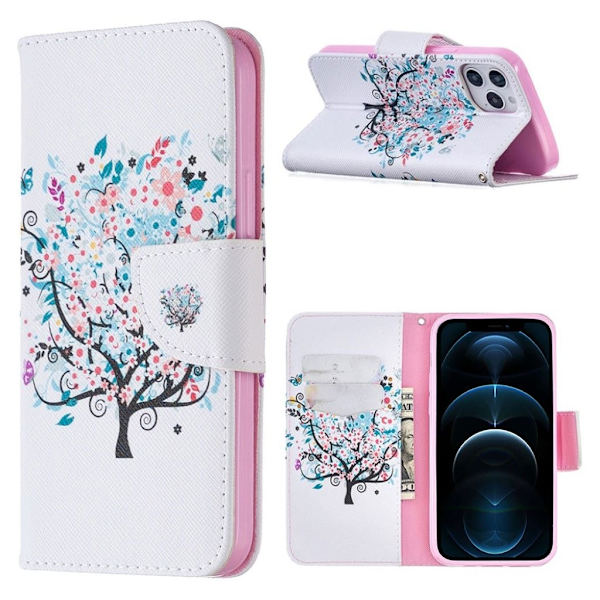Wonderland iPhone 12 Pro / iPhone 12 flip etui - Blomstertræ Multicolor