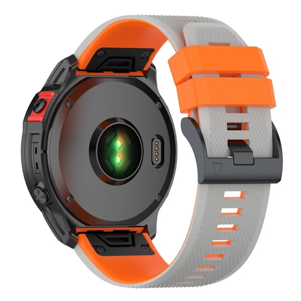22mm kaksivärinen silikoninen kellohihna Garmin ja Coros kellolle - Harmaa / Oranssi Orange