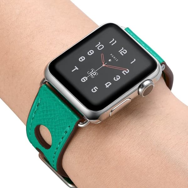 Apple Watch Series 5 42mm ægte læder Urrem - Grøn Green
