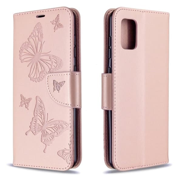 Butterfly Samsung Galaxy A31 Etui - Rødguld Pink