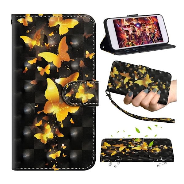 Butterfly läder Samsung Galaxy A50 fodral - Guld Guld