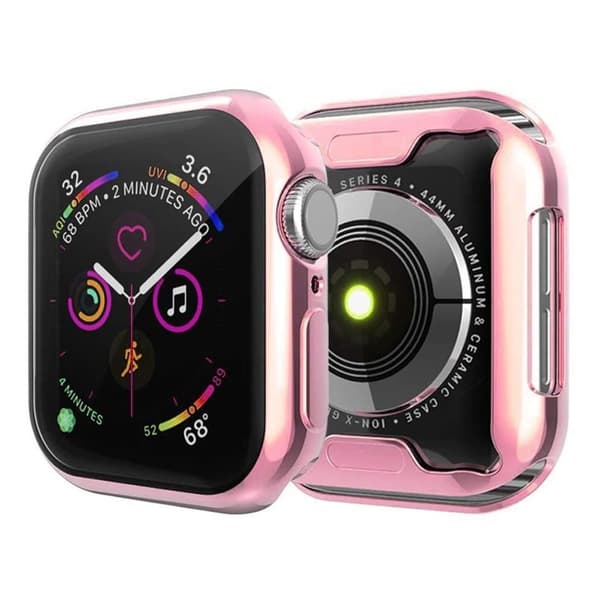 Apple Watch Series 3 / 2 / 1 42mm Soft flexible Case with Screen Protector Electroplated Watch Cover - Pink Rosa
