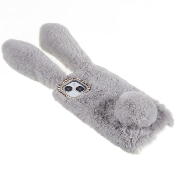 Fluffy Rabbit iPhone 14 Plus skal - Silver/Grå Silvergrå