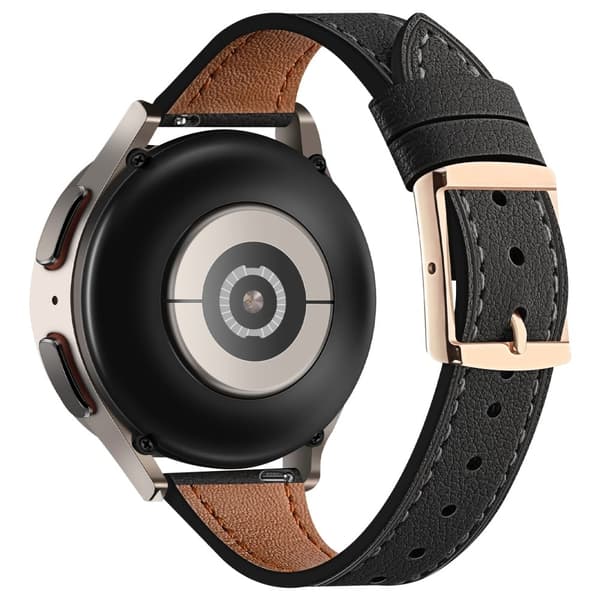 20mm Universal Smartwatch rem Ægte ko-læderrem udskiftning - Sort Black