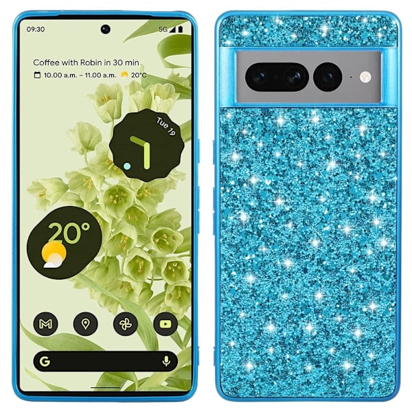 Glitter Google Pixel 8 Pro skal - Blå Blå