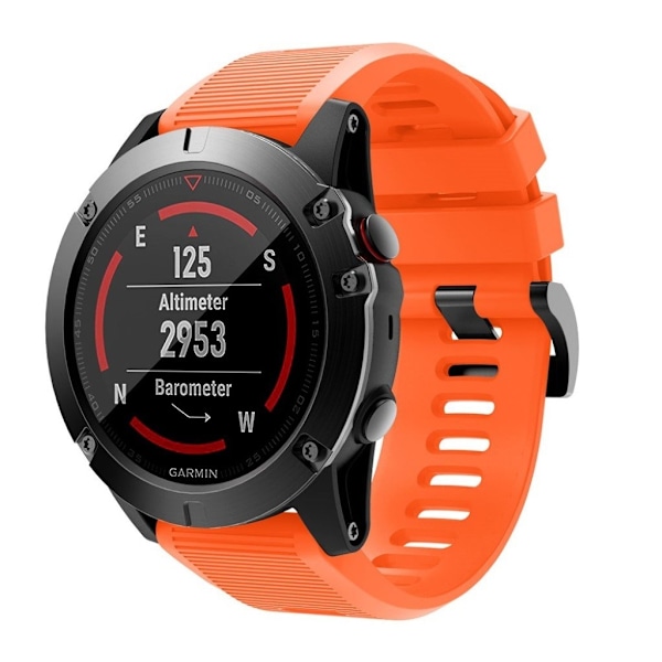Garmin Fenix 5X silikoniraitainen kellonauha - Oranssi Orange