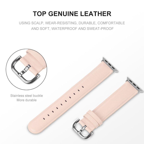 Apple Watch Series 5 44mm äkta läder klockarmband - rosa Rosa