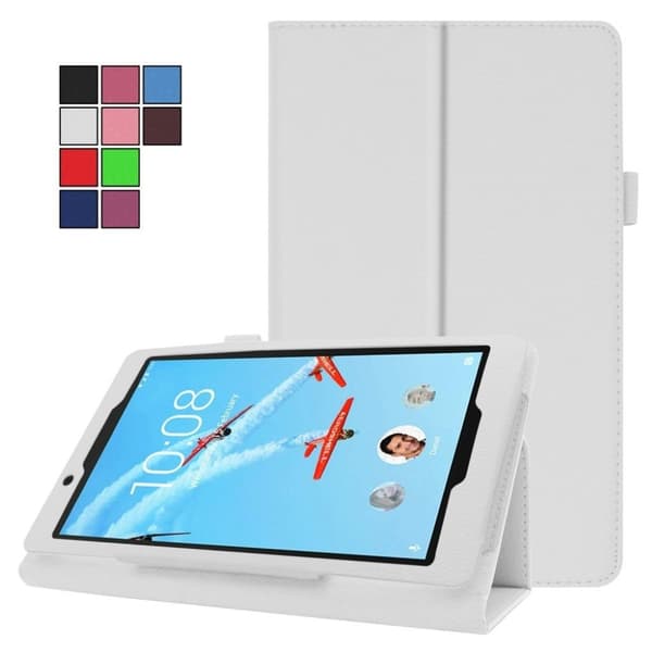 Lenovo Tab E8 Litchi Skinnetui - Hvit White