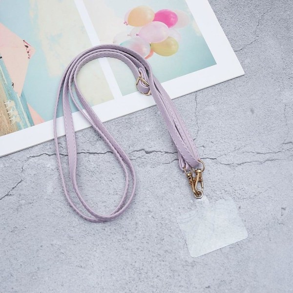 Universal crossbody-nackrem i läder med transparent dyna - Lila Lila