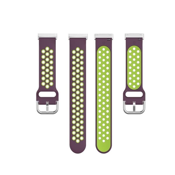 Fitbit Sense / Versa kaksivärinen silikoninen kellonauha - Violetti / Lime Multicolor
