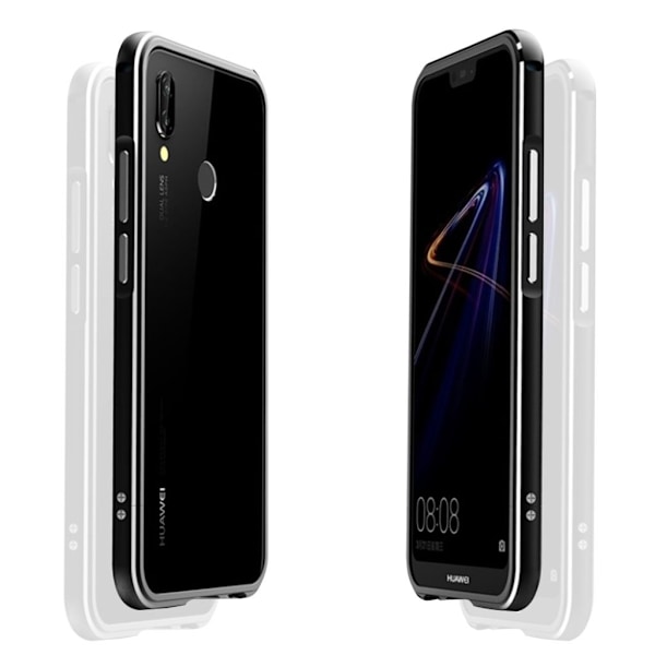 Huawei P20 Lite beskyttelsesetui i aluminium legering med skruesystem til montering - Sort/Sølv Silver grey