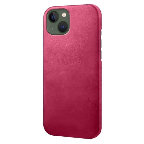 iPhone 14 Plus 6,7 tommer Drop Resistant Textured Vegansk Læder Coated Bumpresistent Scratch-resistant Cell Phone Case - Lyserød Pink