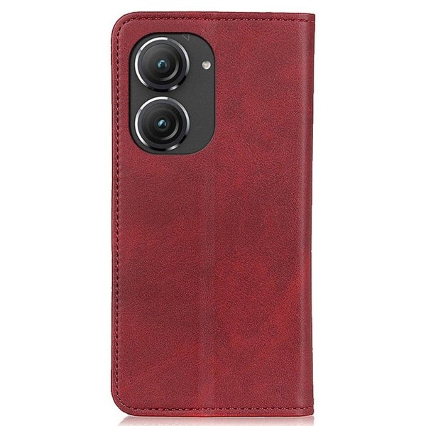 Lompakko-style Aitoa Nahkaa Läppäkotelo For ASUS Zenfone 9 - Punainen Red