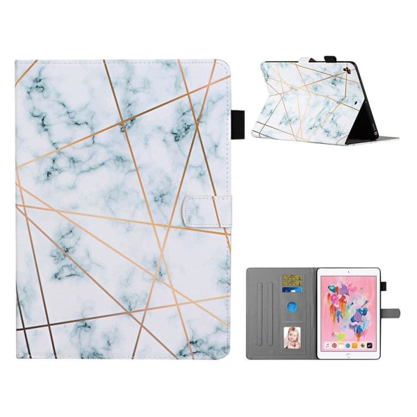 iPad (2018) pattern leather flip case - Marbling Silvergrå