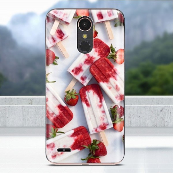 LG K10 2017 softlyfit præget TPU-etui - Jordbær Ispinde Red