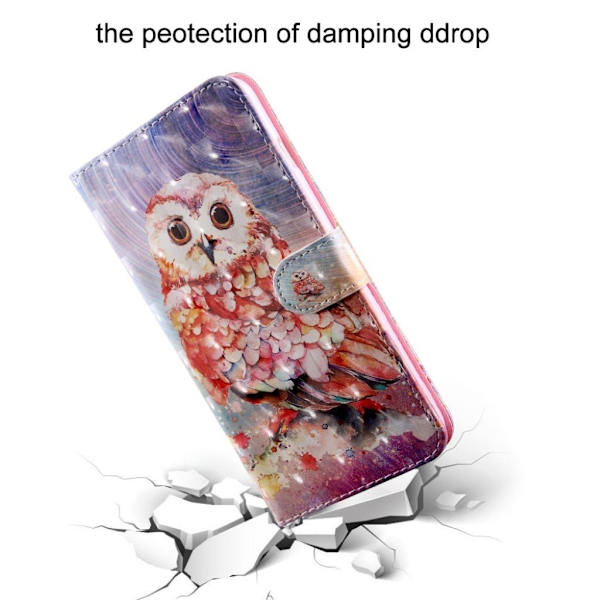 Huawei P Smart 2019 vaalea piste koriste nahkainen flip Suojakotelo - Pöllö Multicolor