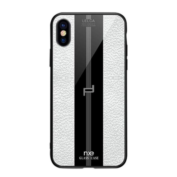 NXE LELCA iPhone XS tuntuinen kuvioinen suojakotelo - Valkoinen White