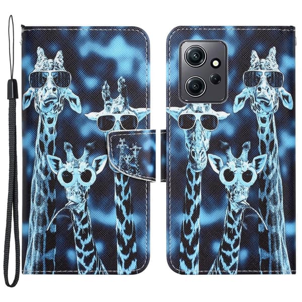 Wonderland Xiaomi Redmi Note 12 Flip Etui - Giraffer Blue