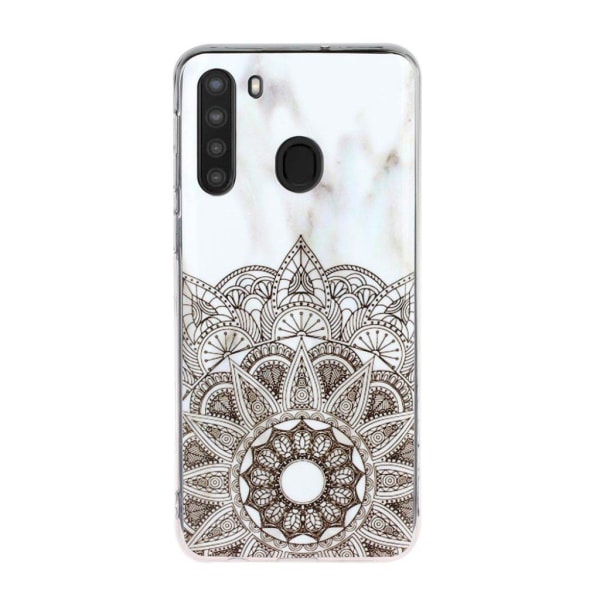 Marble Samsung Galaxy A21 Cover - Grå tribal marmor Black