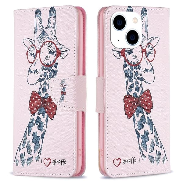 Wonderland iPhone 14 flip etui - Giraf Pink