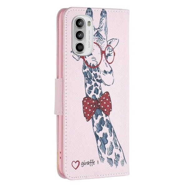 Wonderland Motorola Moto G52 flip kuoret - Kirahvi Pink