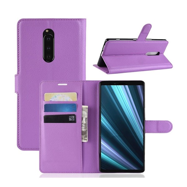 Sony Xperia XZ4 litchi skin læder flip etui - Lilla Purple