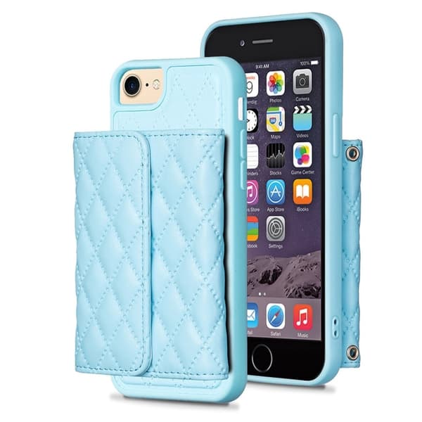 Toimiva rombinen lompakkokotelo iPhone SE (2022) / iPhone SE 2020 / iPhone 7 / iPhone 6 / 6S - Tummansininen Blue