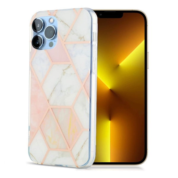 Marble iPhone 13 Pro Max Etui - Rosa / Hvit Multicolor