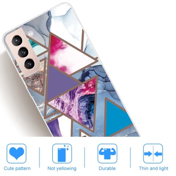 Marble Samsung Galaxy S22 Plus Etui - Trekant Mønstre i Marmor Multicolor