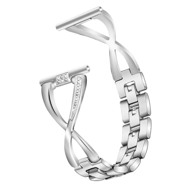 18mm X-Shape strassdekorerat klockarmband för Fossil-klocka - Silver Silvergrå