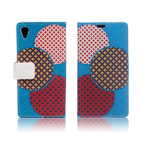 Sony Xperia L1 Mønstret Lær Flip Etui - Sirkler Seamless Multicolor