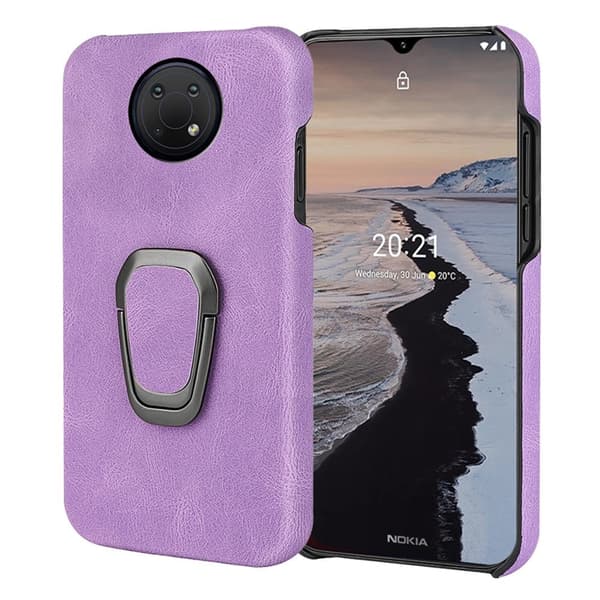 Stötsäkert läderfodral med oval kickstand för Nokia G10 - Lila Lila