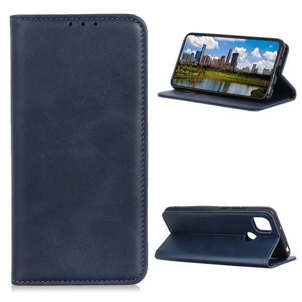 Wallet-style ægte Læder Flipcase til Motorola Moto G9 Power - Blå Blue