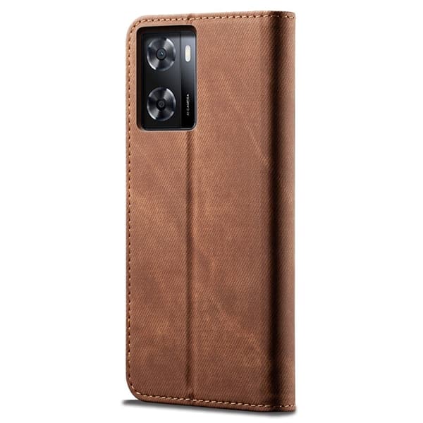 Jeans Realme og Oppo Phone Flip Etui - Kaffe Brown