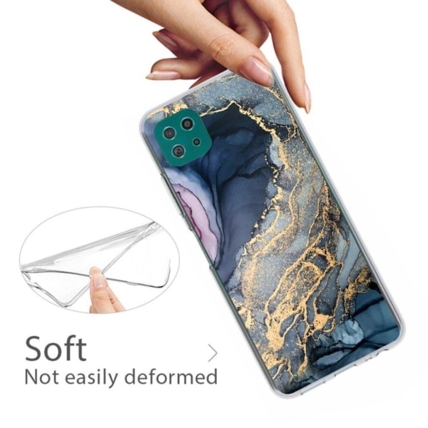 Marmormotiv Samsung Galaxy A22 5G skal - Blå På Gyllene Stänk Ma multifärg