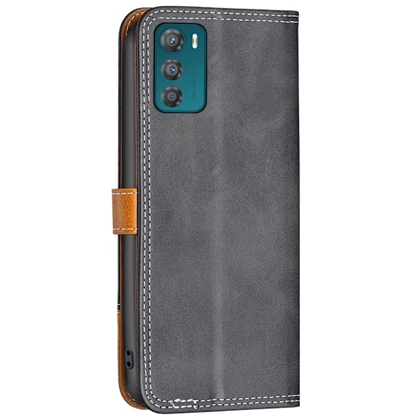 BINFEN to-farvet Motorola Moto G42 læderetui - Sort Black